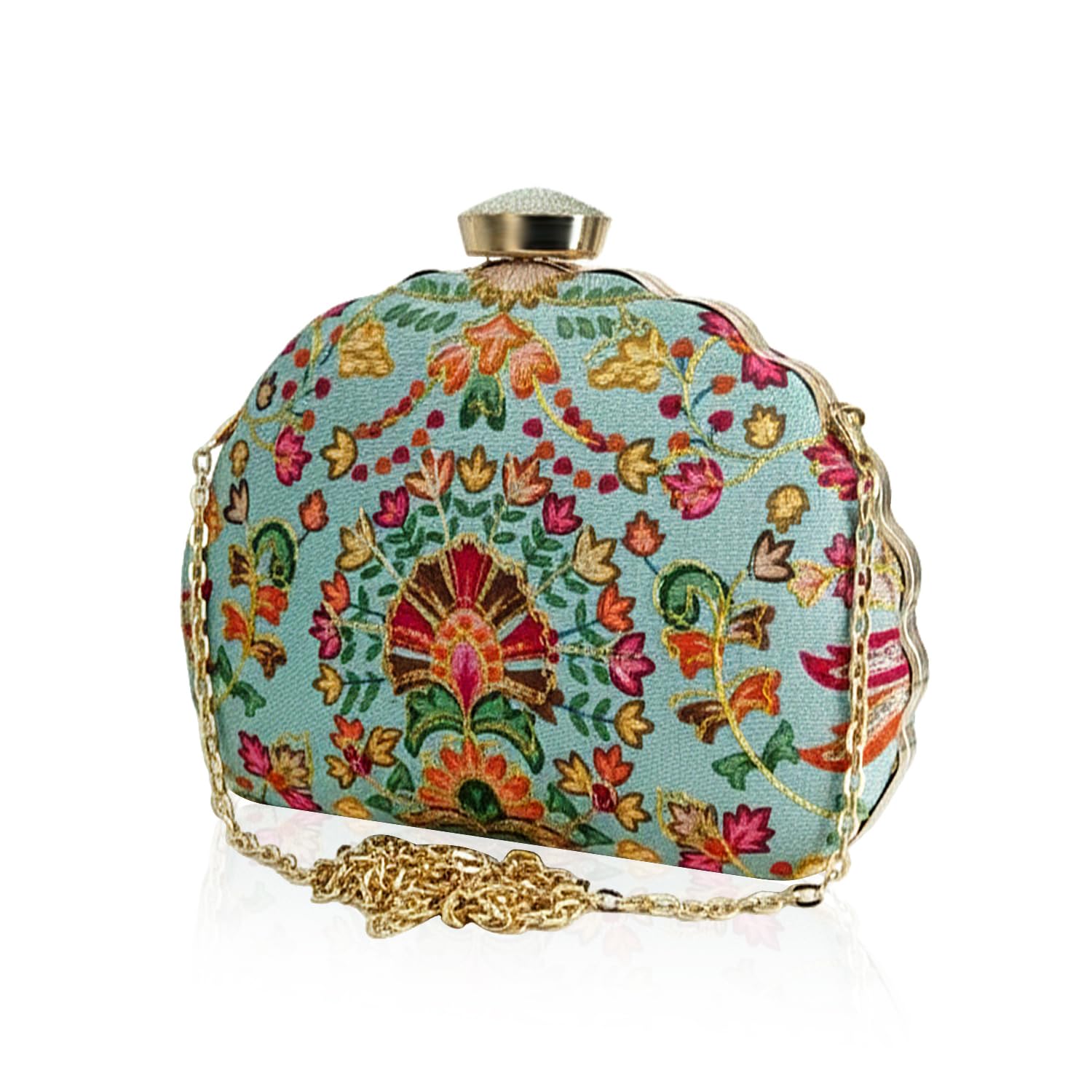 artklim Sky Blue Floral Embroidered Clutch-picture-53