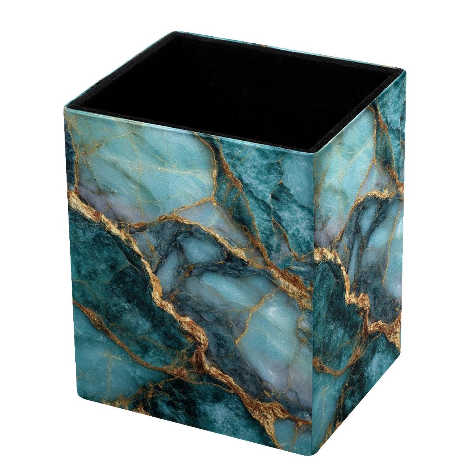 VAPOKF Pencil Holders for Desk, Marble Texture Printed Pen Holders Pen Pot Makeup Brushes Storage Desktop Stationery Supplies Organiser for Home Office