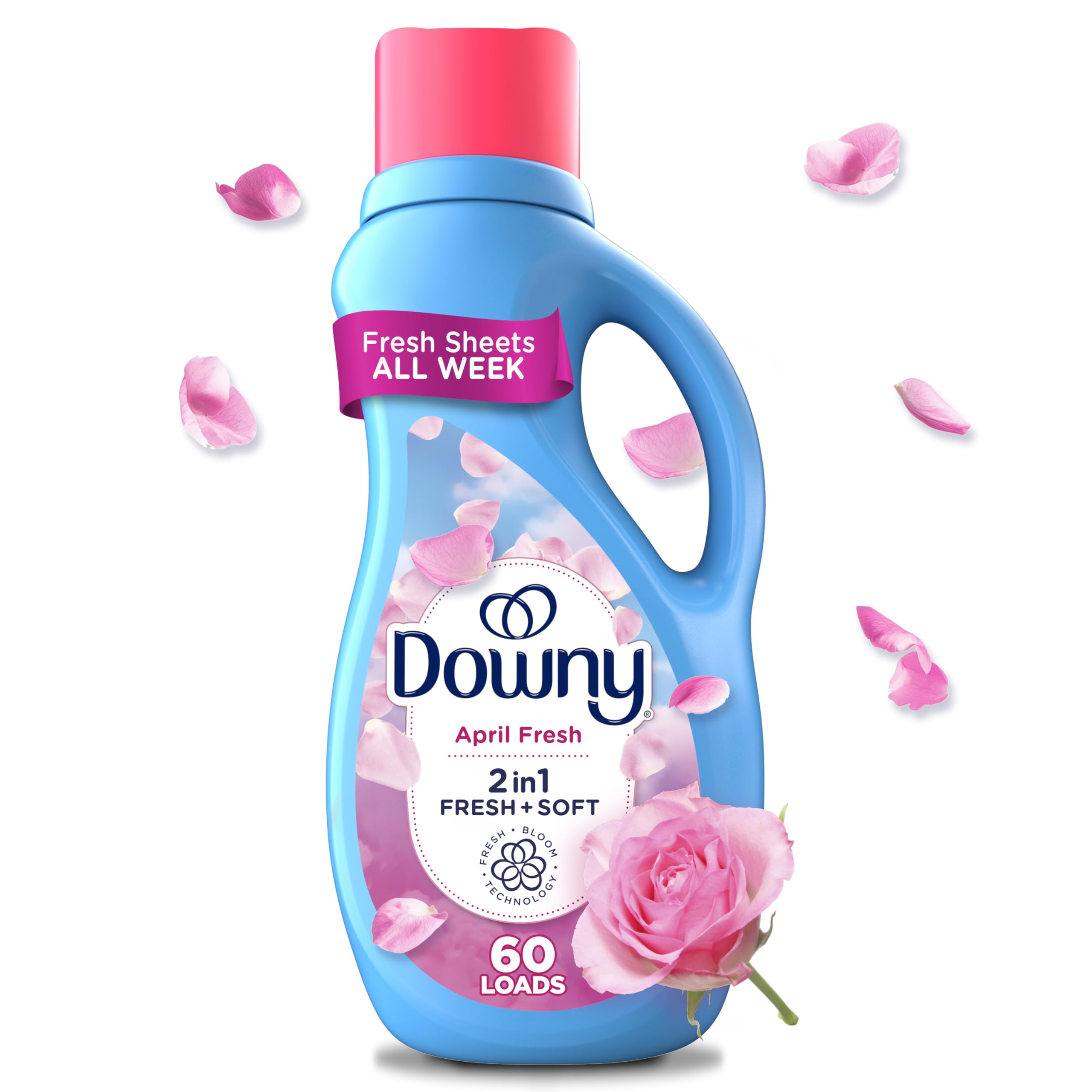 Downy Soft, 2 in 1 Soft and Fresh Liquid Fabric Softener, April Fresh, 44 fl oz, 60 Loads, Fabric Conditioner Liquid provides softness and freshness for fabrics