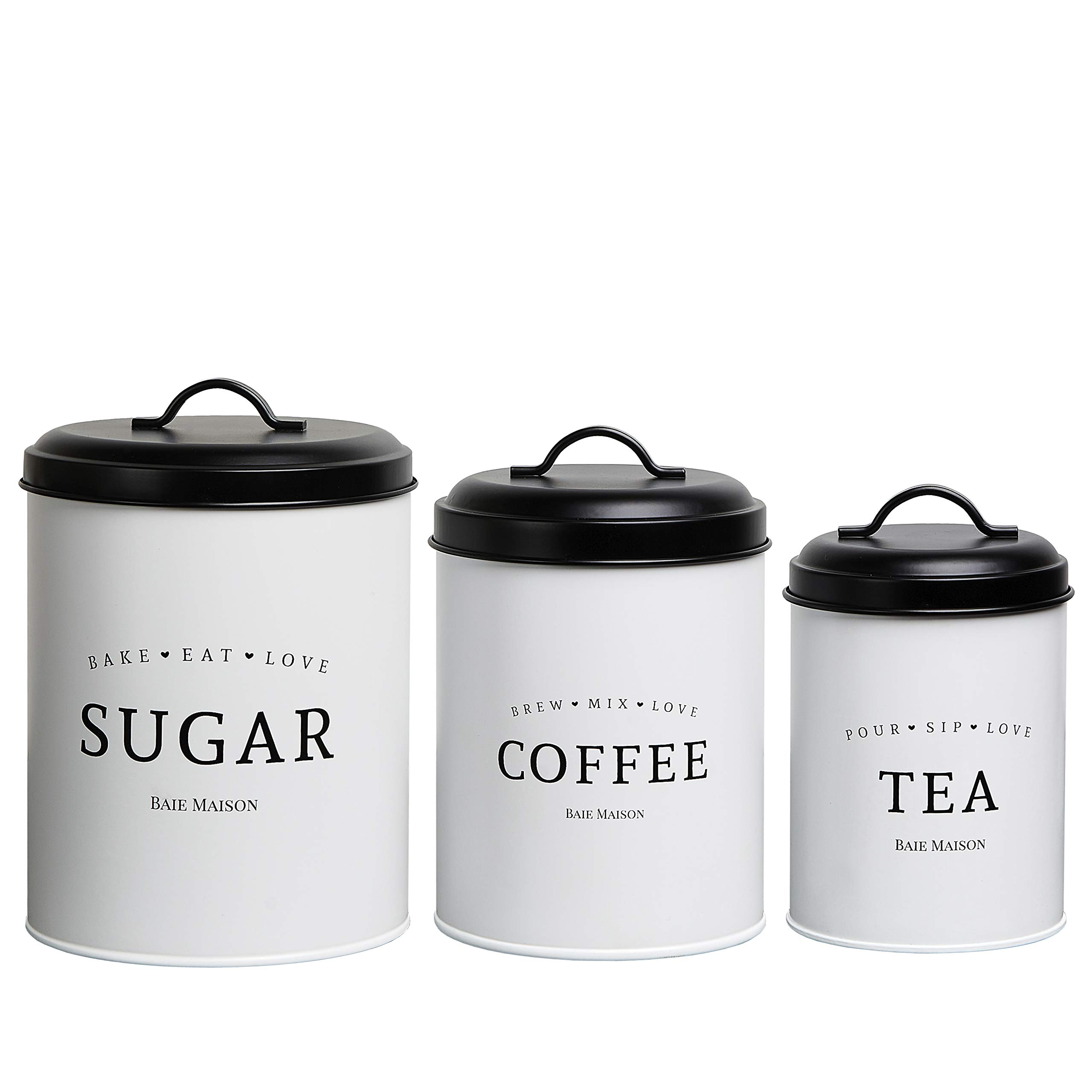 Buy Baie Maison Large Kitchen Canisters Set of 3 Farmhouse Canister
