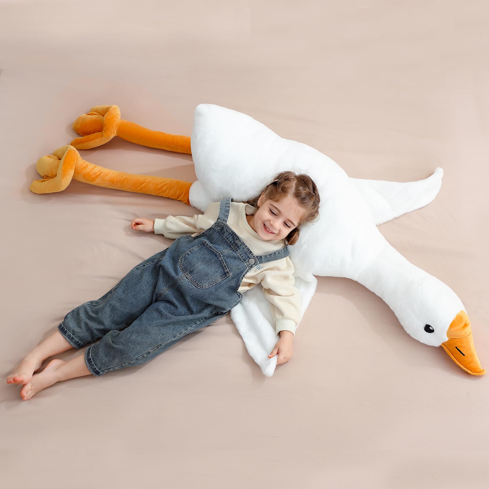 160cm große Riesengans, Plüschente, XXL, weiches, kuscheliges Gans-Stofftier, großes Ente Plüschtier Kuscheltier Schlafkissen, Riesige Geburtstag für Kinder