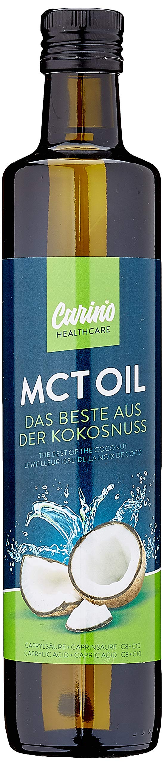 MCT-Öl aus 100% Kokosöl für Bulletproof-Coffee & Ketogene-Ernährung Vegan - 500ml Kokosnussöl neutral im Geschmack und Geruch, Caprinsäure C-10, Caprylsäure C-8