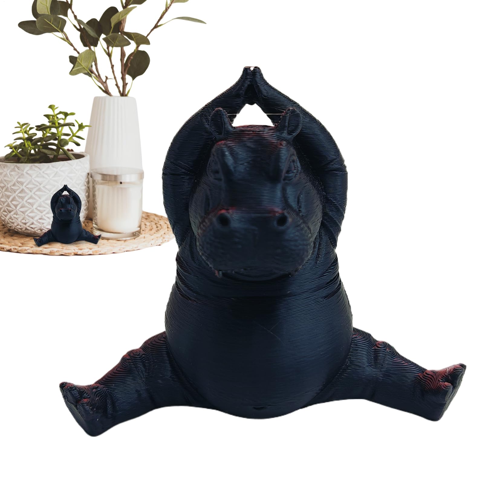 Hippo Figurine - Yoga Hippo Collectible Sculpture | Decor Cute Animal Statues | Small Resin Ornament For Desk Bedroom Table Dorm Shop Party Favors And Decorations For Cas