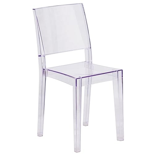 Flash Furniture Phantom Series Transparent Indoor-Outdoor Stacking Side Chair with Floor Protector Rubber Glides - Set of 1