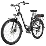 ANCHEER Electric Bike for Adults, 48V 500Wh EBike, UP to 60 Miles, Removable Battery, Fast-Charge, 26" Commuter Electric Bicycles, 7-Speed, LCD Digital Display, Suspension Fork, Cruise Control, UL2849