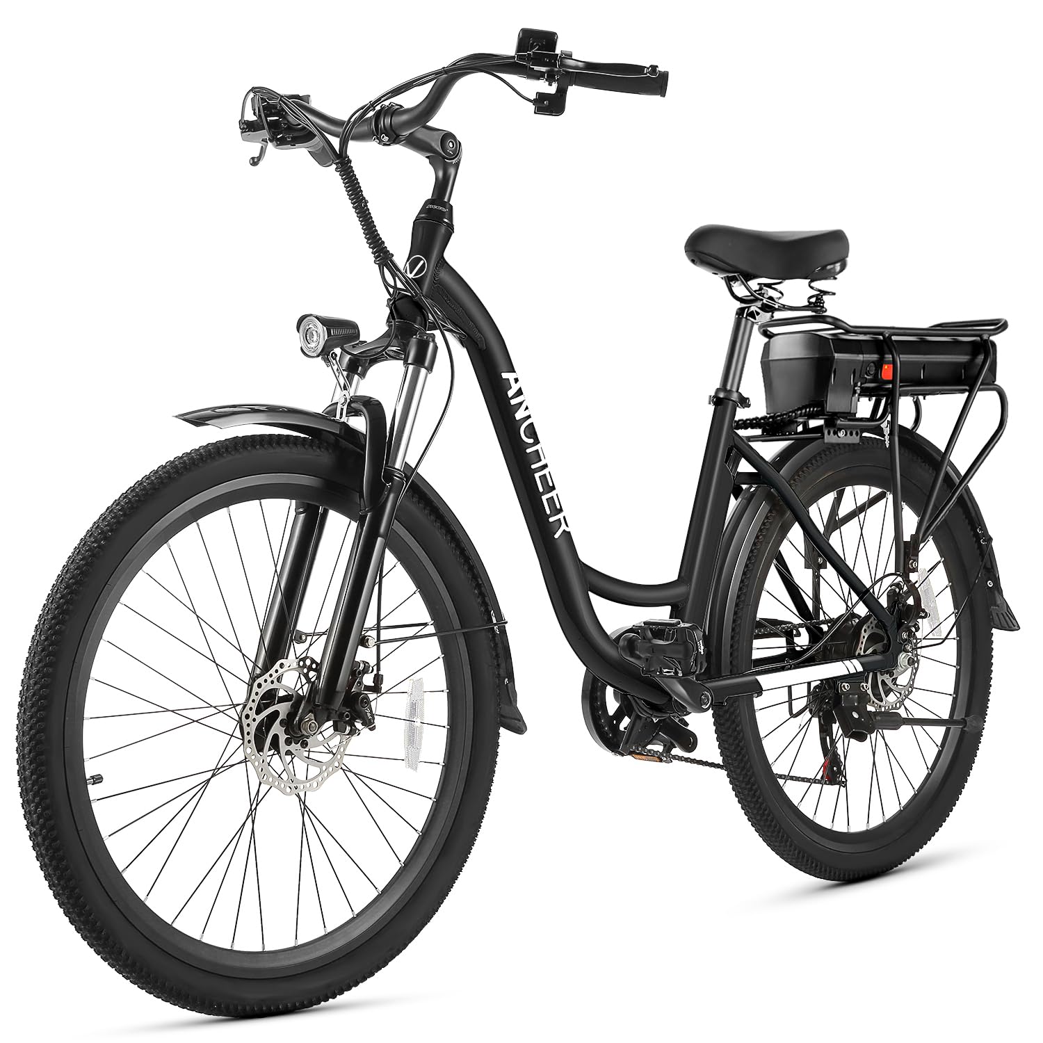 ANCHEER Electric Bike for Adults, 26" EBike, 48V 500Wh Removable Battery, Commuter Electric Bicycles, Fast-Charge, 7-Speed, LCD Digital Display, Suspension Fork, Cruise Control, UL2849