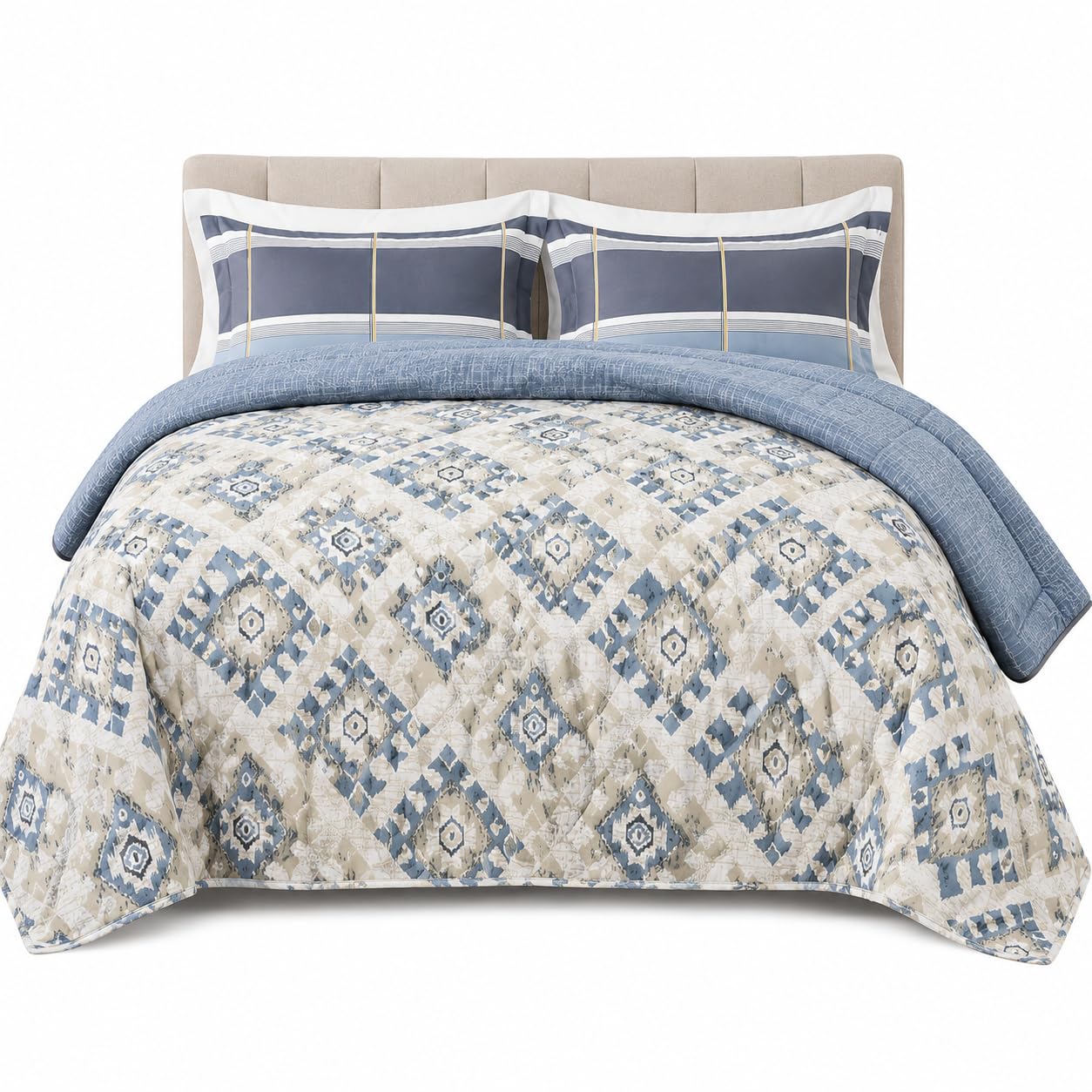 Reversible Double Bed Comforter Geometric Print Blue | All Season, Lightweight & Breathable, Machine Washable, Double-Sided Quilt, Hotel Quality-image-12