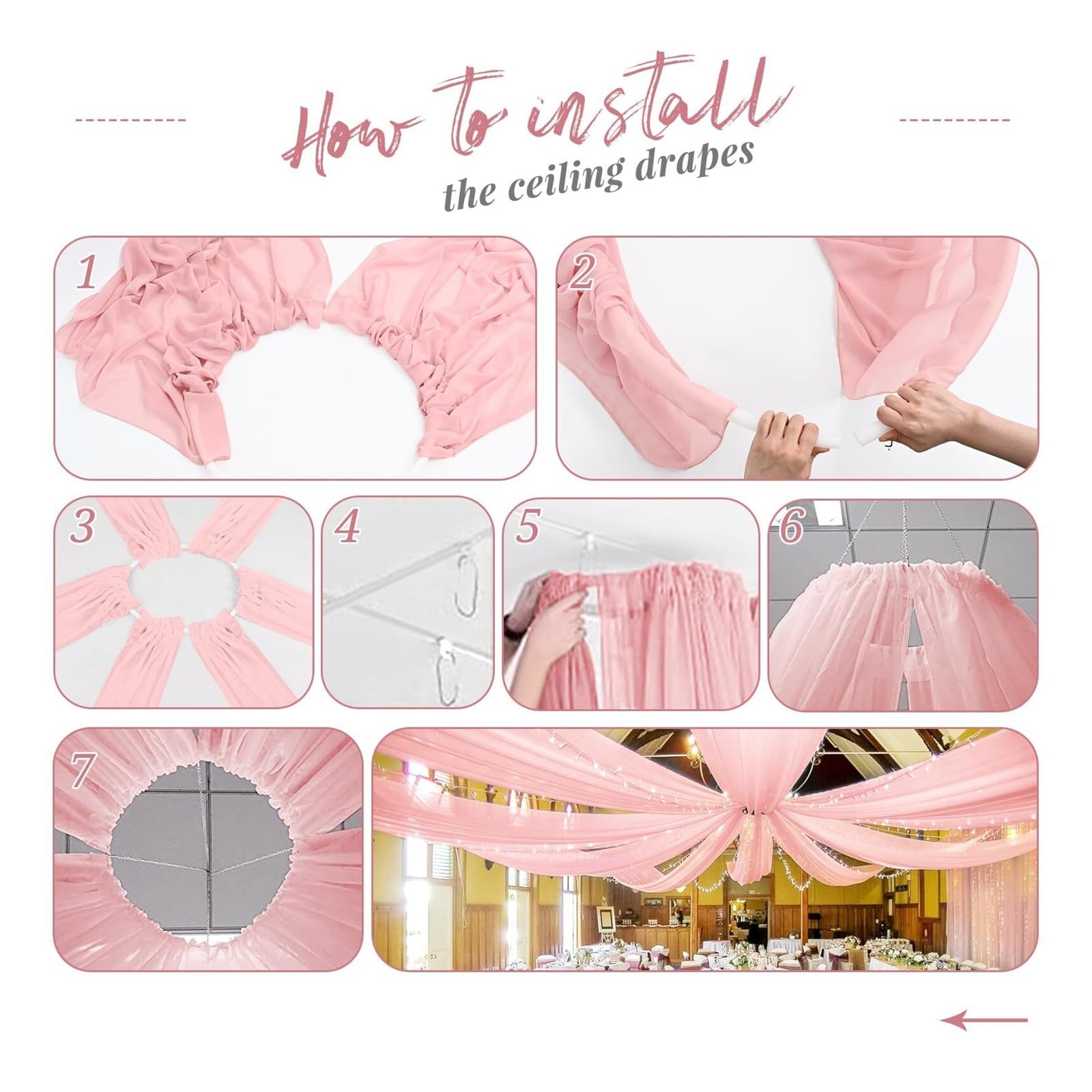 Panneaux De Rideaux De Plafond Rideaux de Plafond en Tissu for Arc Mariage, Rideaux Transparents, draperie Voile, décoration for fête, cérémonie, scène Swag(1PC Beige,W150XH1000CM)