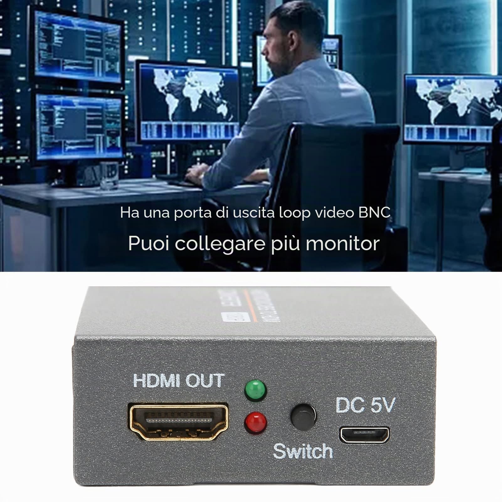 Adattatore Convertitore AHD TVI CVI CVBS a HDMI, Adattatore Video Multimediale Full HD 720P 1080P 3MP 4MP 5MP 8MP da BNC a HDMI per Monitor HDTV DVR