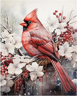 Reivworl Cardinal Paint by Numbers Kit for Adults, Cardinal Paint by Number Kits on Canvas, Acrylic Painting by Numbers for Gifts and Home Decor 16x20 Inch