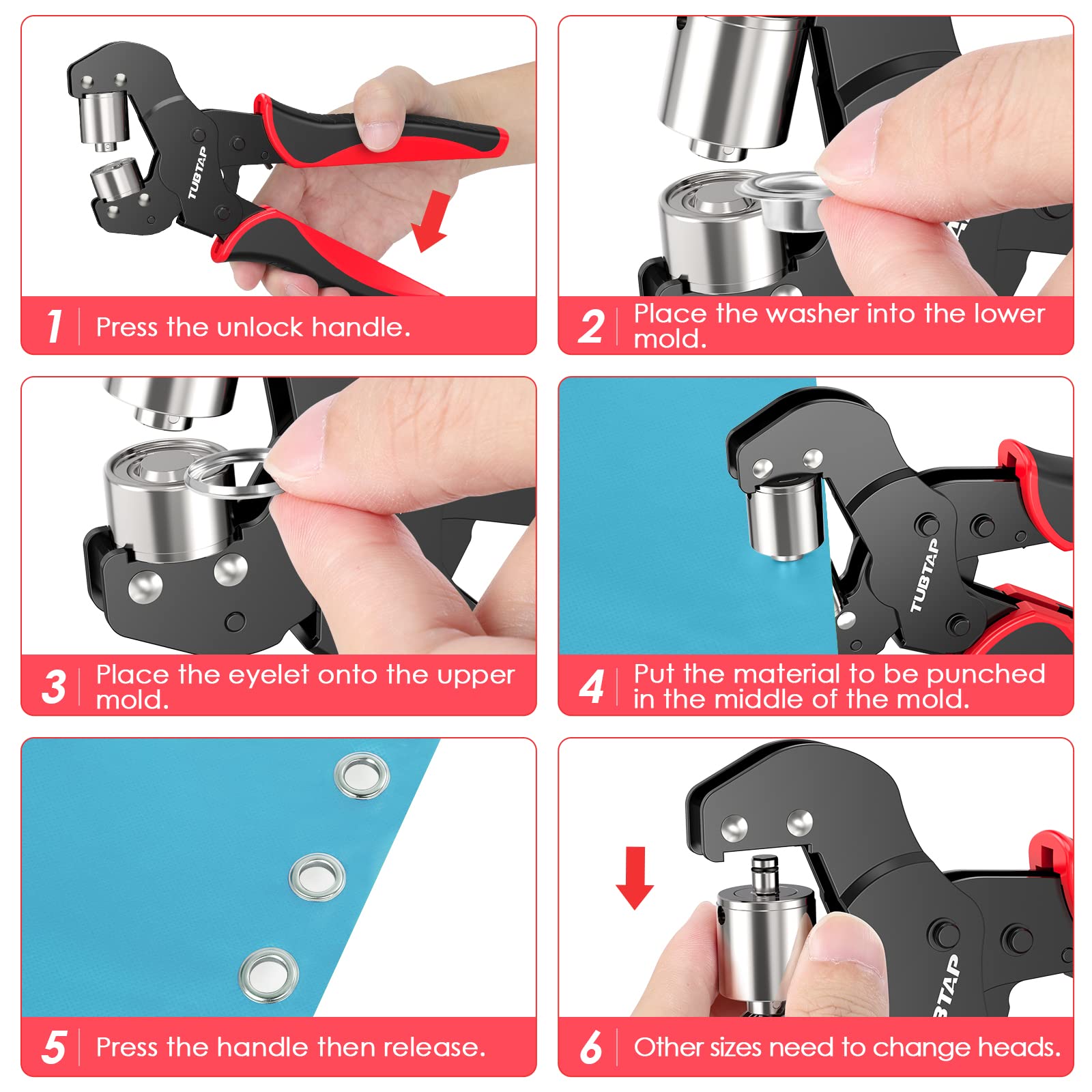 Profi Ösenzange Set Ösenzange-WerkzeugSet mit 500 Ösen (Ø 10mm) Ösenzange für Stoffe, Planen und Sonnensegeln