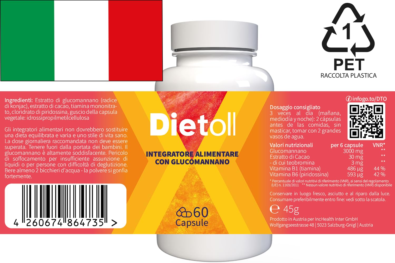 Dietoll - 180 Capsule (3x 60 Capsule), Confezione da 3