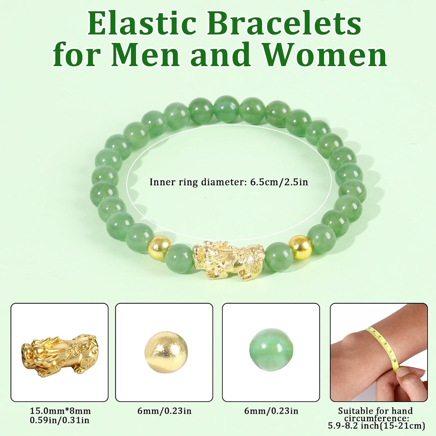 Feng Shui Wealth Lucky Bracelet with Light Green Real Jade Bracelet for Women Men, 24K Gold Plated PiXiu Dragon Protection Bracelet Mantra Prayer Beads Can Bring Good Luck, Wealth and Health