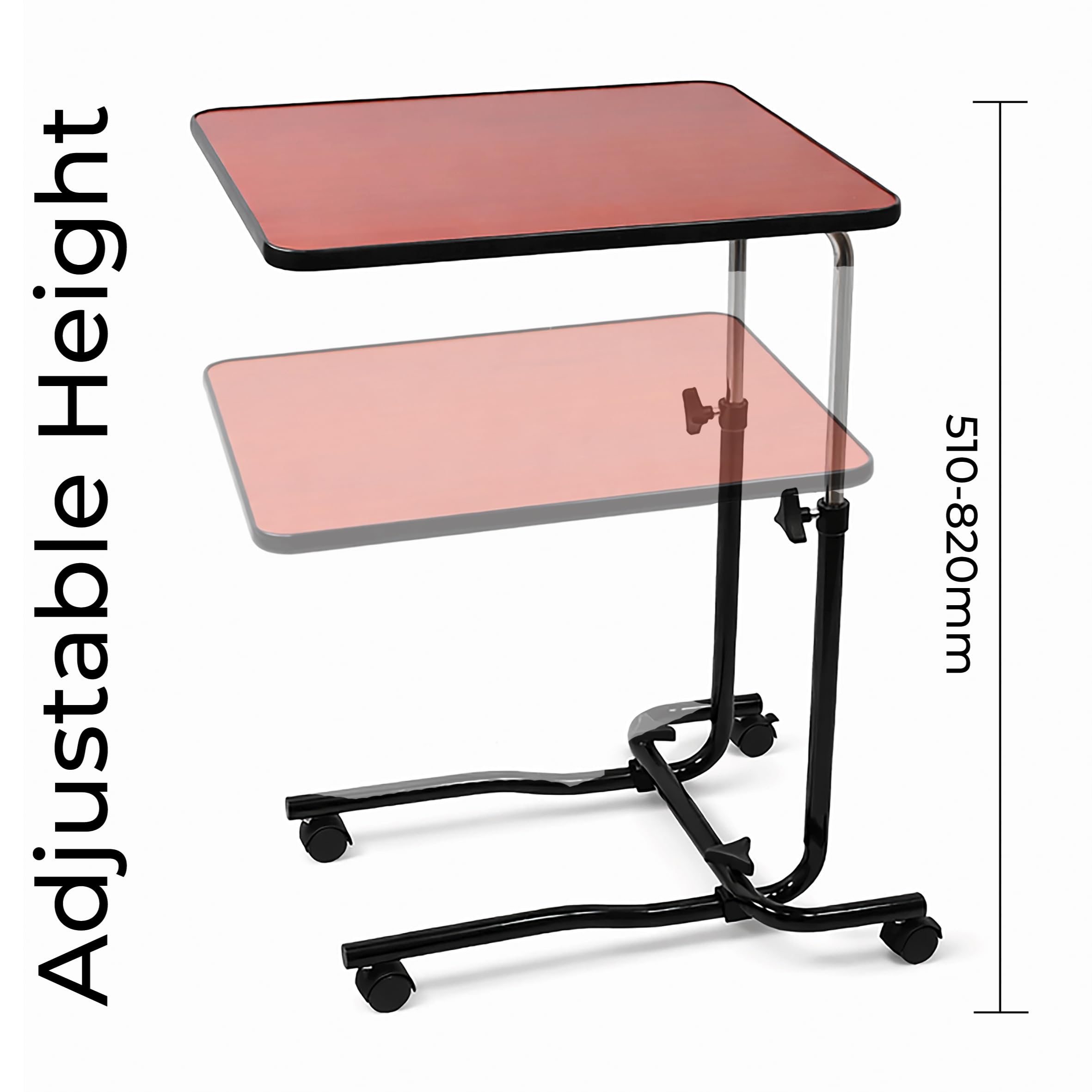 Aidapt Canterbury - Mesa de Altura Ajustable con Parte Superior inclinable (0-45°), Mesa Auxiliar móvil con Ruedas, Superficie de 550 x 410 mm, Uso doméstico y Dormitorio