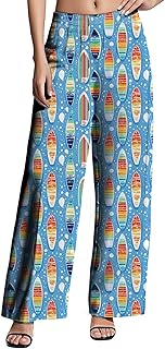 Pantalones de pierna ancha para mujer, con estampado de patrón, casuales, holgados, de cintura alta, cómodos, clásicos, para el verano 2025