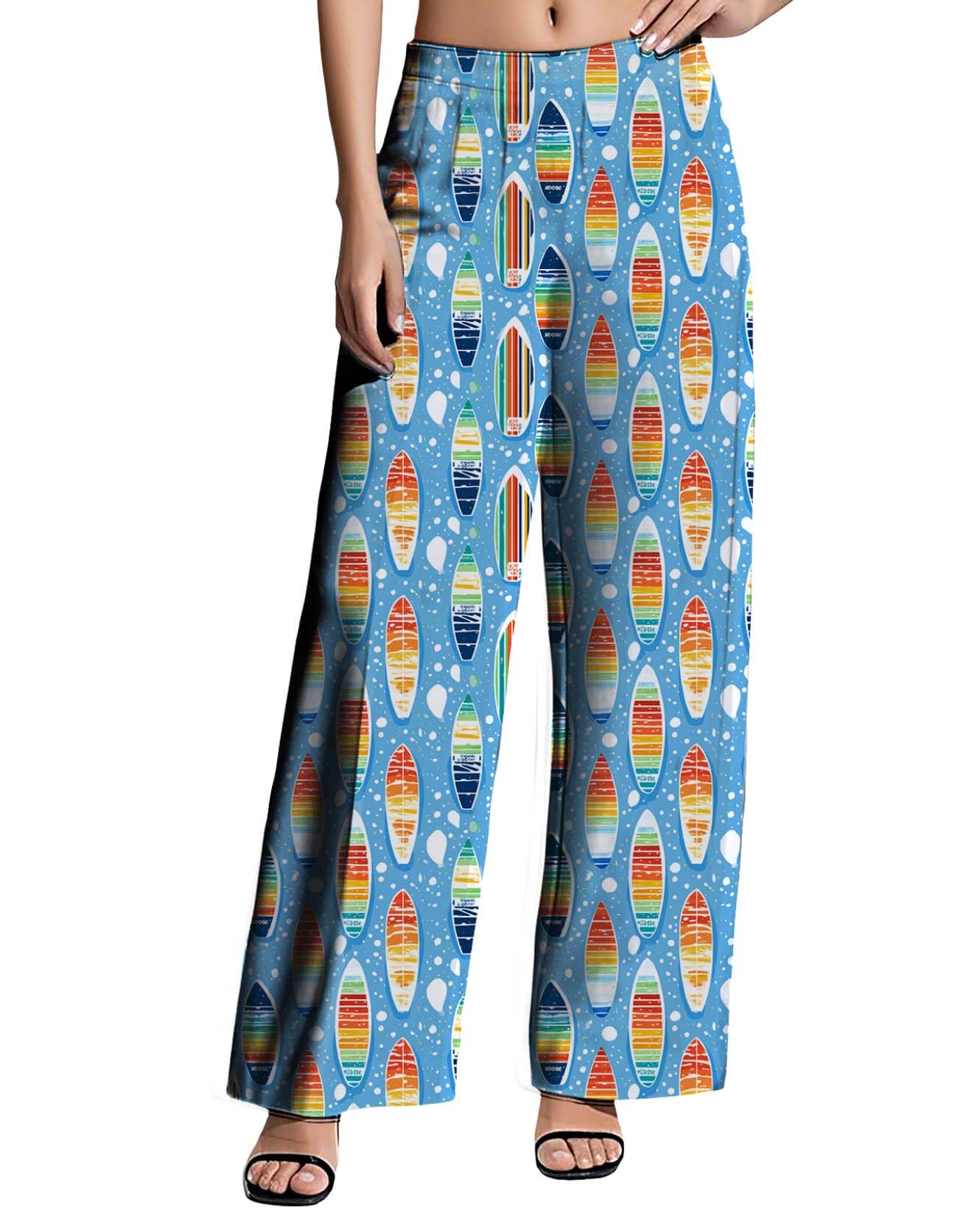 Womens Wide Leg Pants Pattern Print Lounge Trousers Casual Loose High Waisted Comfy Classic Pant for 2025 Summer