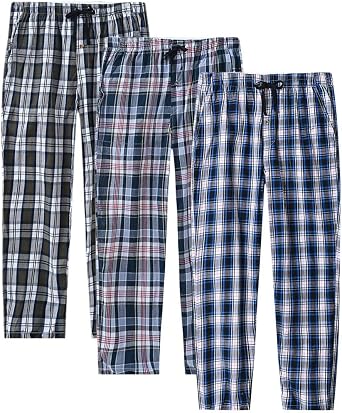 MoFiz Men's Pajama Pants Ultra Lightweight Pjs Bottoms Sleepwear Bottom Pants with Pocket Drawstring 3-Pack
