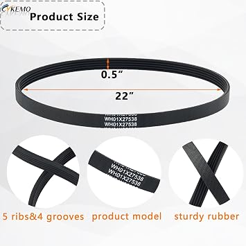 WH01X27538 Washer Drive Belt Replacement for GE Hotpoint Washing Machine