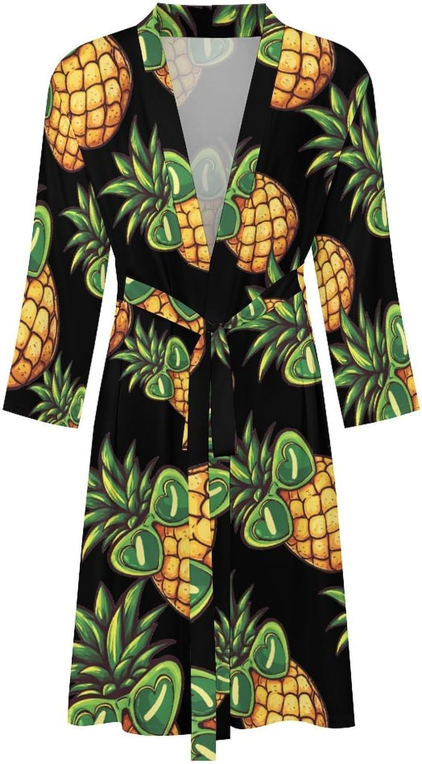 Pineapple Men's Robe Soft Bathrobe V Neck Loungewear Sleepwear Nightgown Dressing Gown