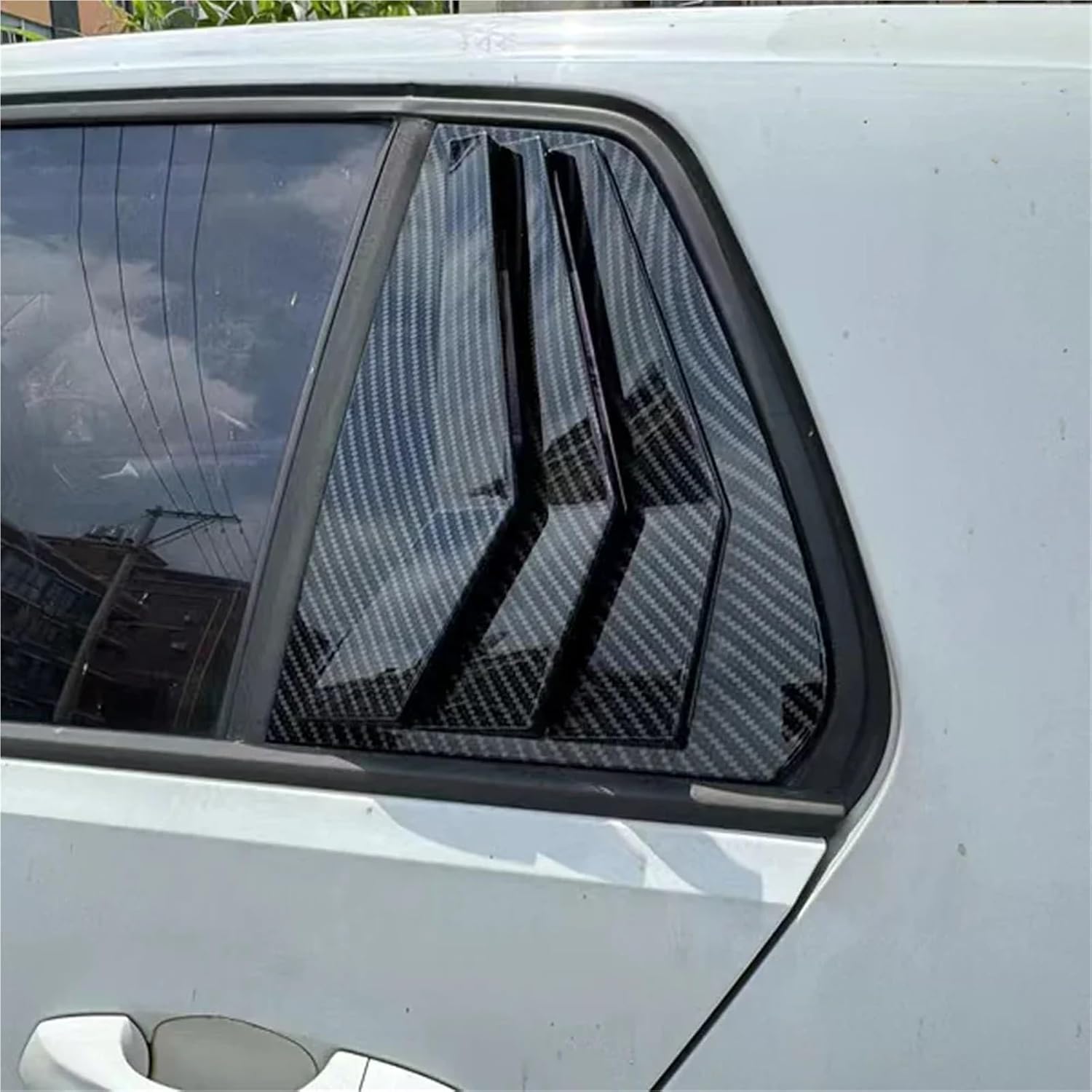 Compatible with VW Golf MK7 MK7.5 2013 2014 2015 2016 2017 2018 2019 Car Exterior Rear Window Louver Cover(Gloss Black)