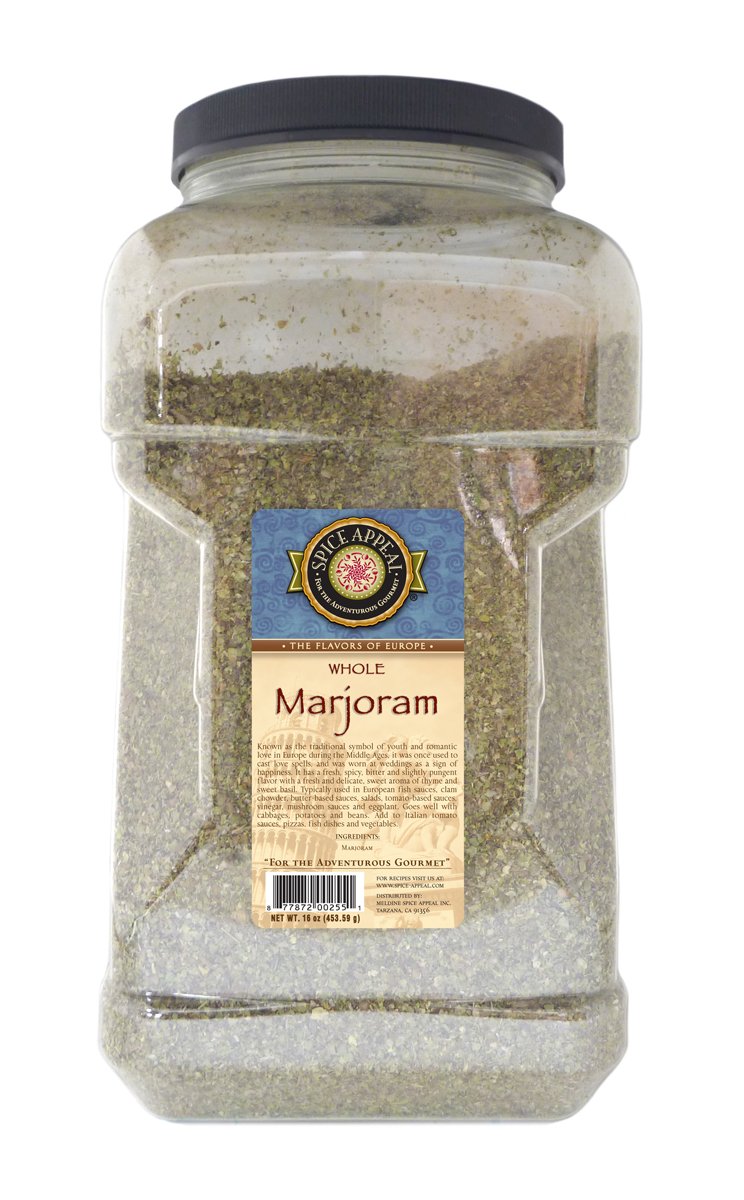 Spice Appeal Marjoram Whole, 16Ounce Jars (Pack of 2