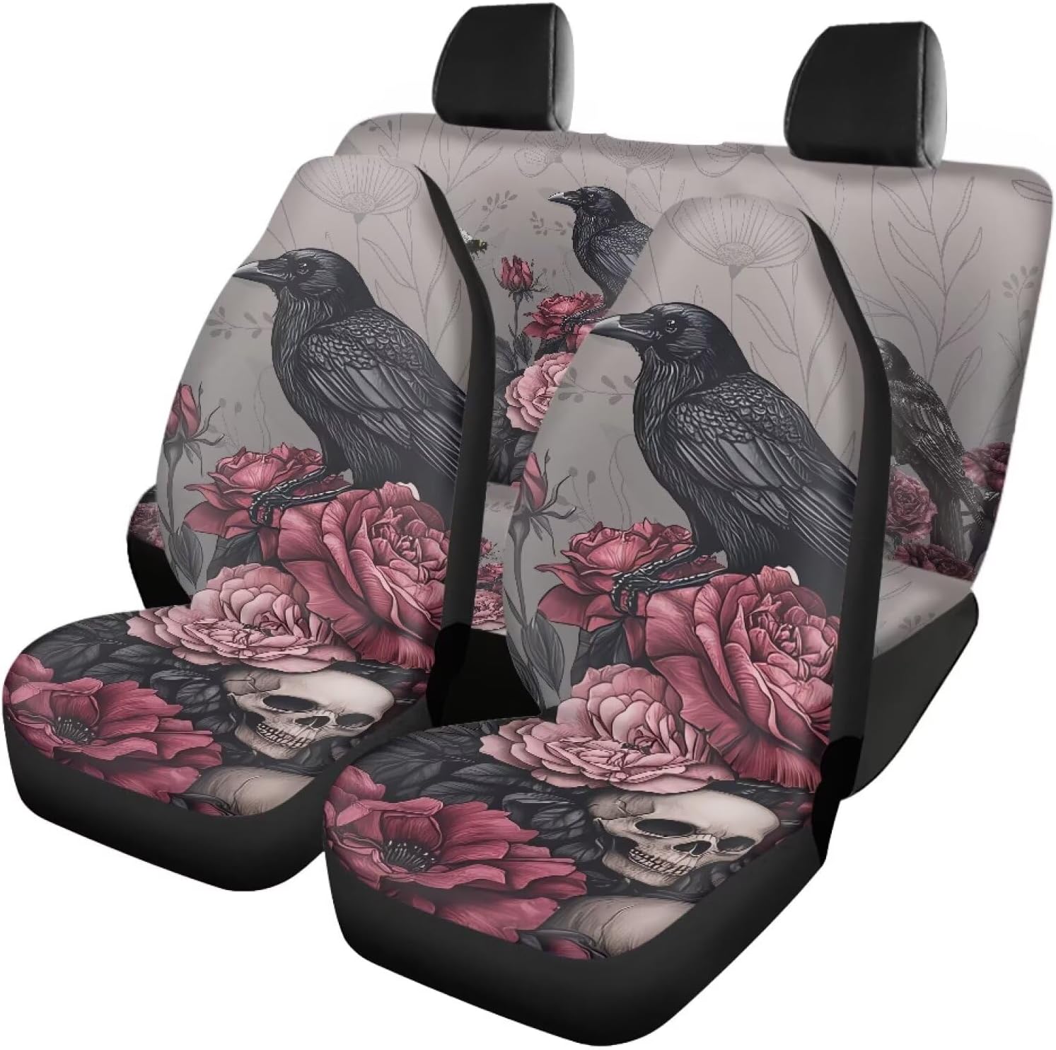 Amzbeauty Mandala Blue Gold Print Car Seat Covers Full Set Front and Rear Row Durable Polyester Universal Fit for Most Cars SUVs Trucks
