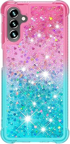 Miniatura 5 de CAIYUNL Funda para Samsung Galaxy A13 5G con protector de pantalla de vidrio templado para mujeres y niñas con brillantina flotante con líquido