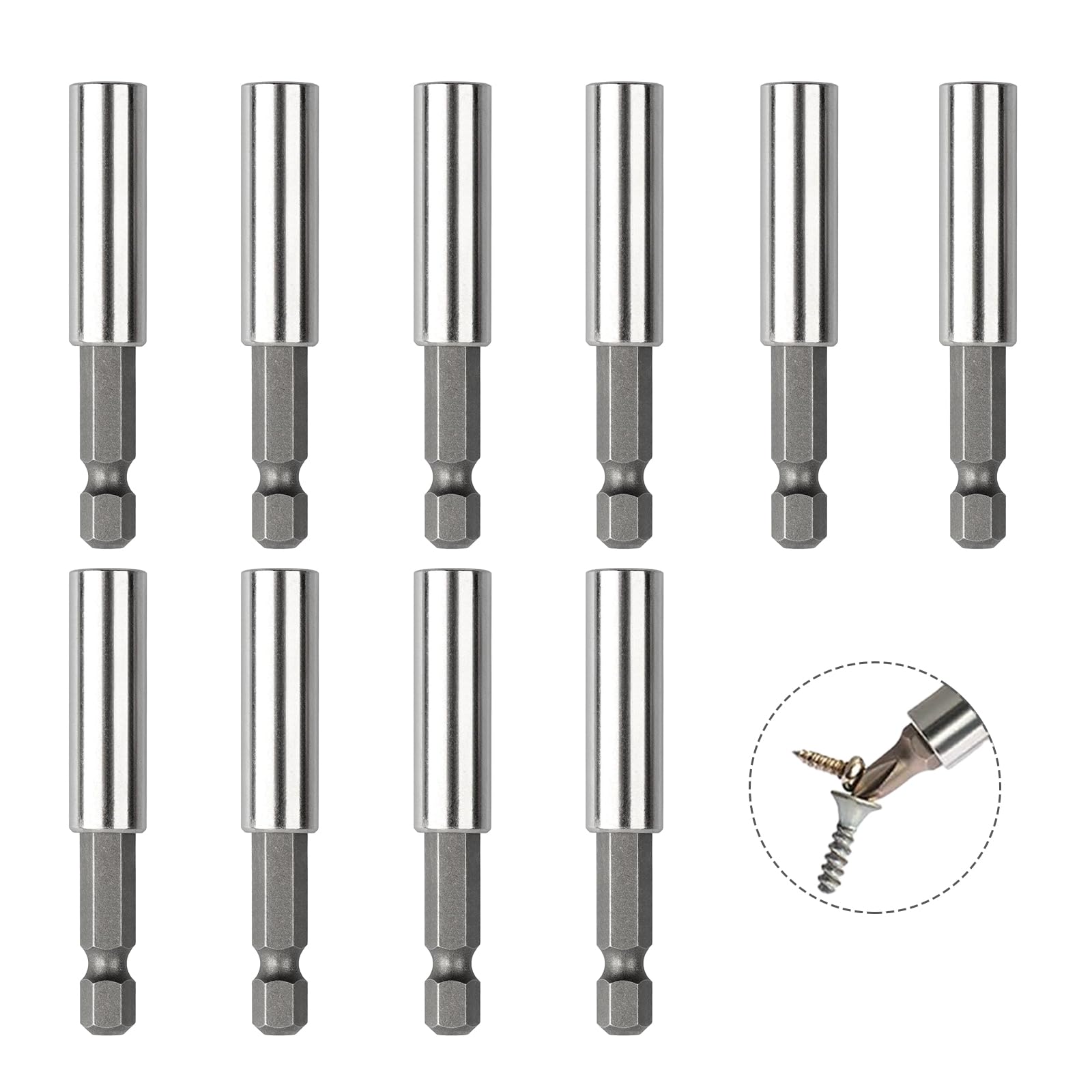 Magnetic Bit Holders - 10 Pack for Screwdrivers & Drill Bits -1