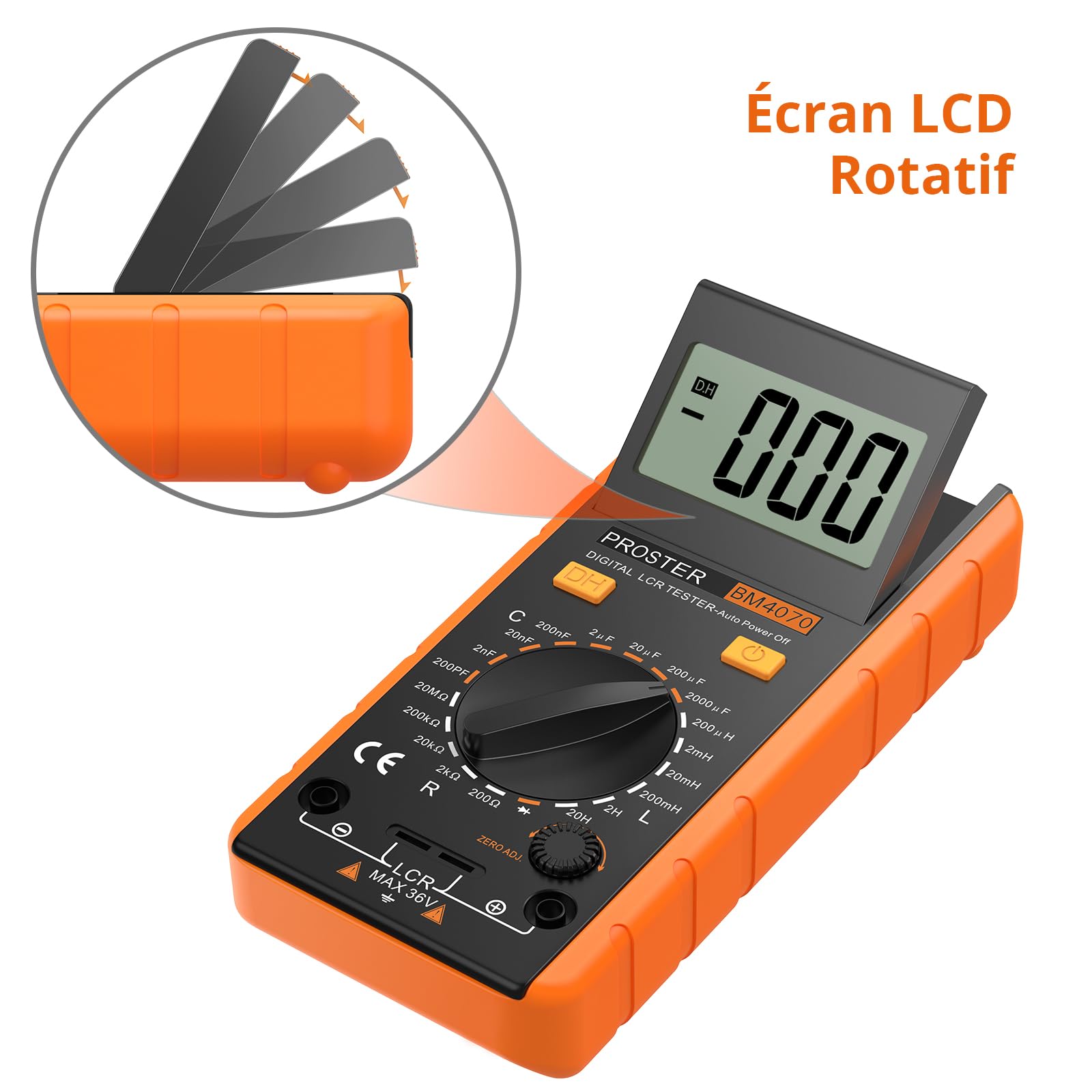 Proster LCR Meter Testeur Portable – Mesure Inductance Capacité Résistance avec Écran LCD 1999 Comptes – Appareil Professionnel de Diagnostic Électronique pour Laboratoire, Réparation PCB