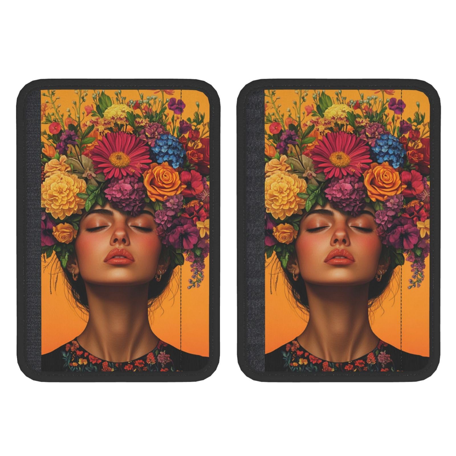 Woman with Flowers in Hair Car Seat Belt Cover 2 Pack Seatbelt Strap Shoulder Pad Protector Universal Comfort for Car