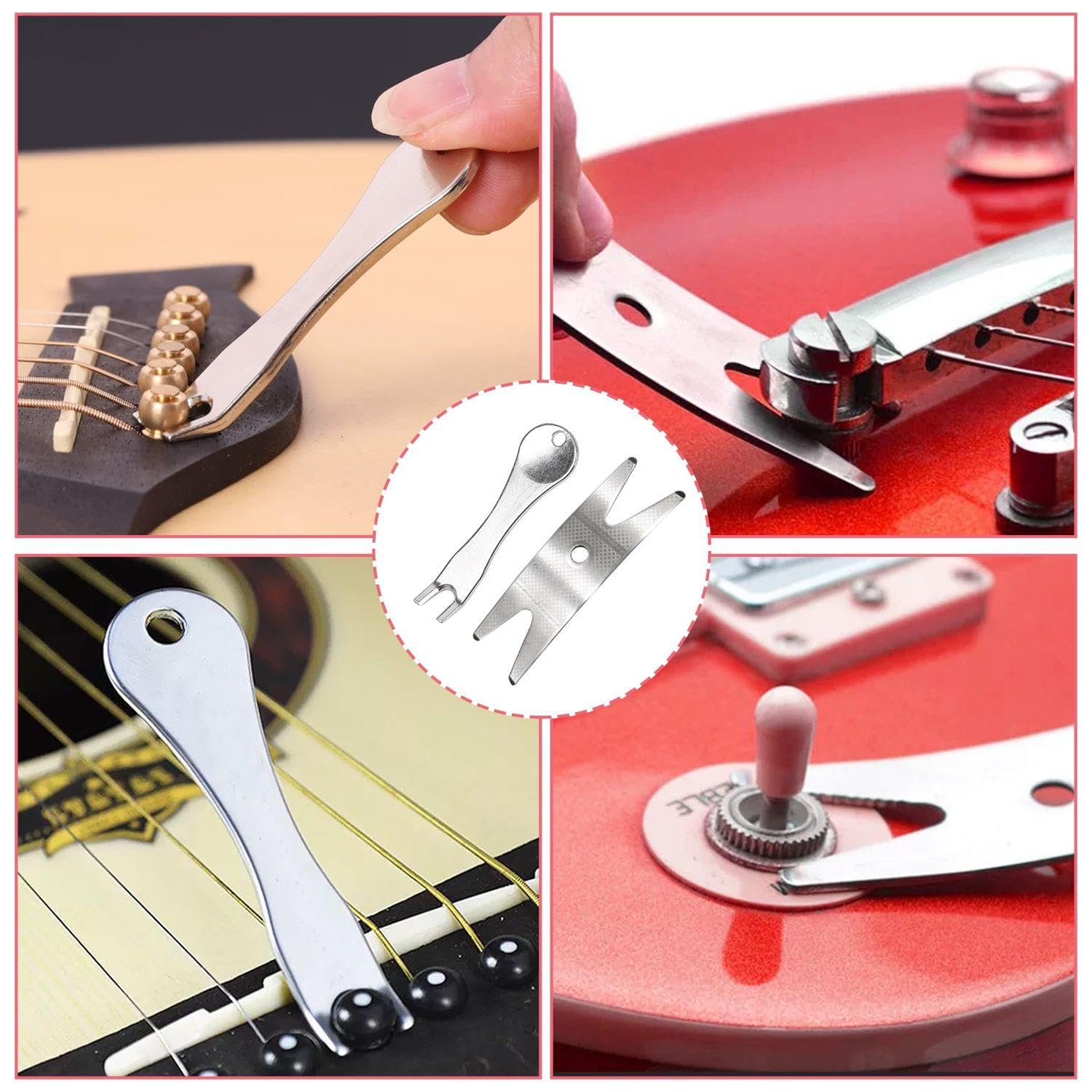 Llave De Guitarra De 2 Piezas Y Selección De Uñas De 1 Pieza, Herramientas De Acero Inoxidable, Herramientas De Selección, Accesorios De Reparación De Guitarras.