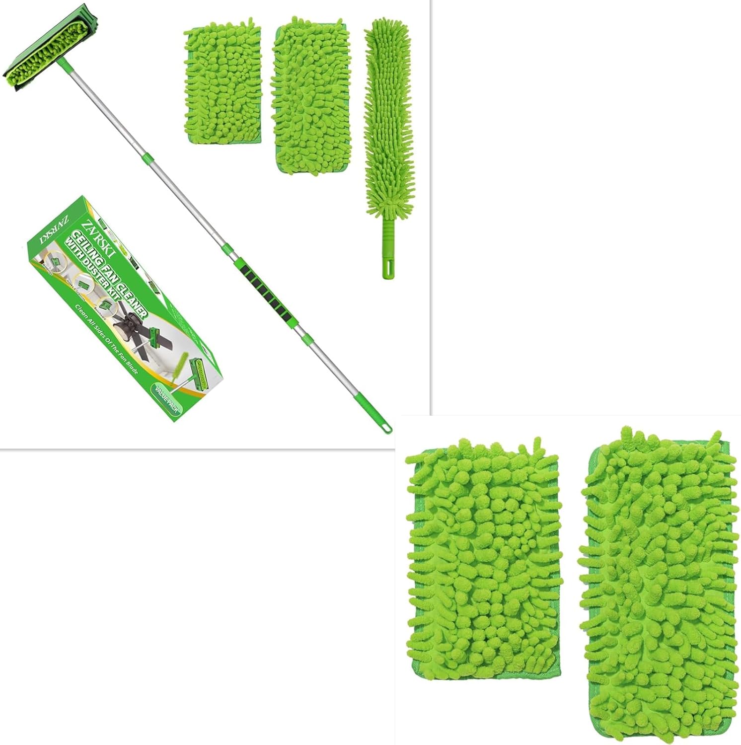 Ceiling Fan Cleaner Duster with 6 Ft/72'' Extension Pole High Ceiling Fan Blade Cleaning Tool