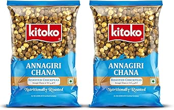 KITOKO FOODS Roasted Annagiri Chana Unsalted (400gm), Plain Desi Chickpeas With Skin, Bhuna Chana Namkeen Snacks, Organic Whole Daria, 100% Healthy & Gluten-Free Chana (200gm Pack of 2)