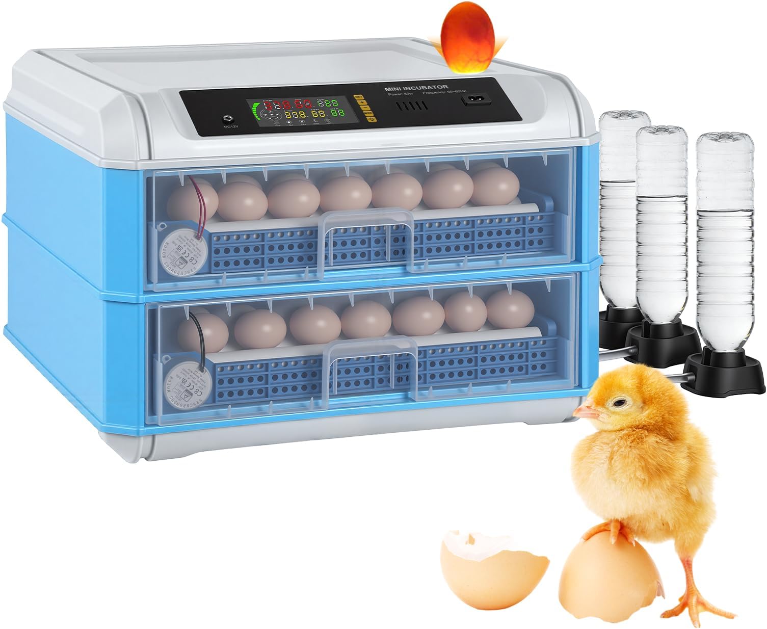 120 Egg Incubators for Hatching Eggs, Egg Incubator with Automatic Egg Turning and Humidity Control, Temperature Control, Poultry Incubator for Chicken Duck Goose Quail Bird