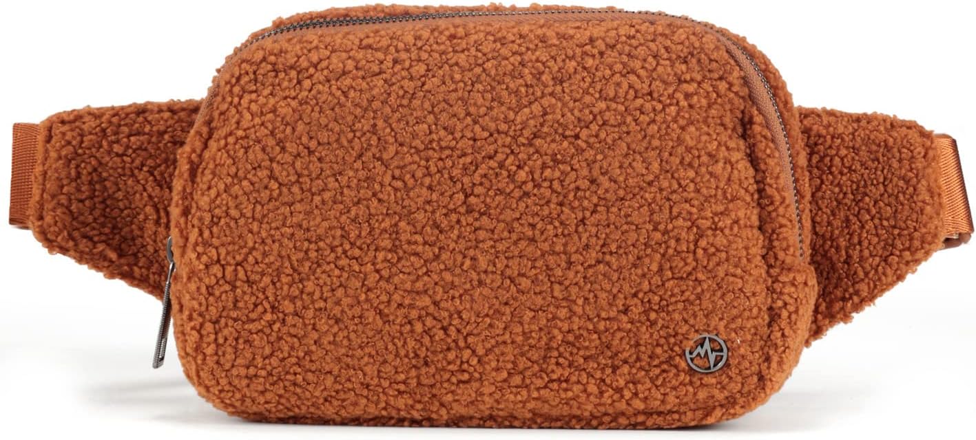 Pander Large 2L Fanny pack Everywhere Fleece Belt Bag for Women and Men with Adjustable strap Belt. (Saddle Brown)