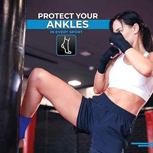 Miniatura 8 de WYOX Muay Thai - Tobilleras de apoyo para hombres y mujeres, soporte de tobillo para kickboxing, gimnasio, soporte de tobillo (par)