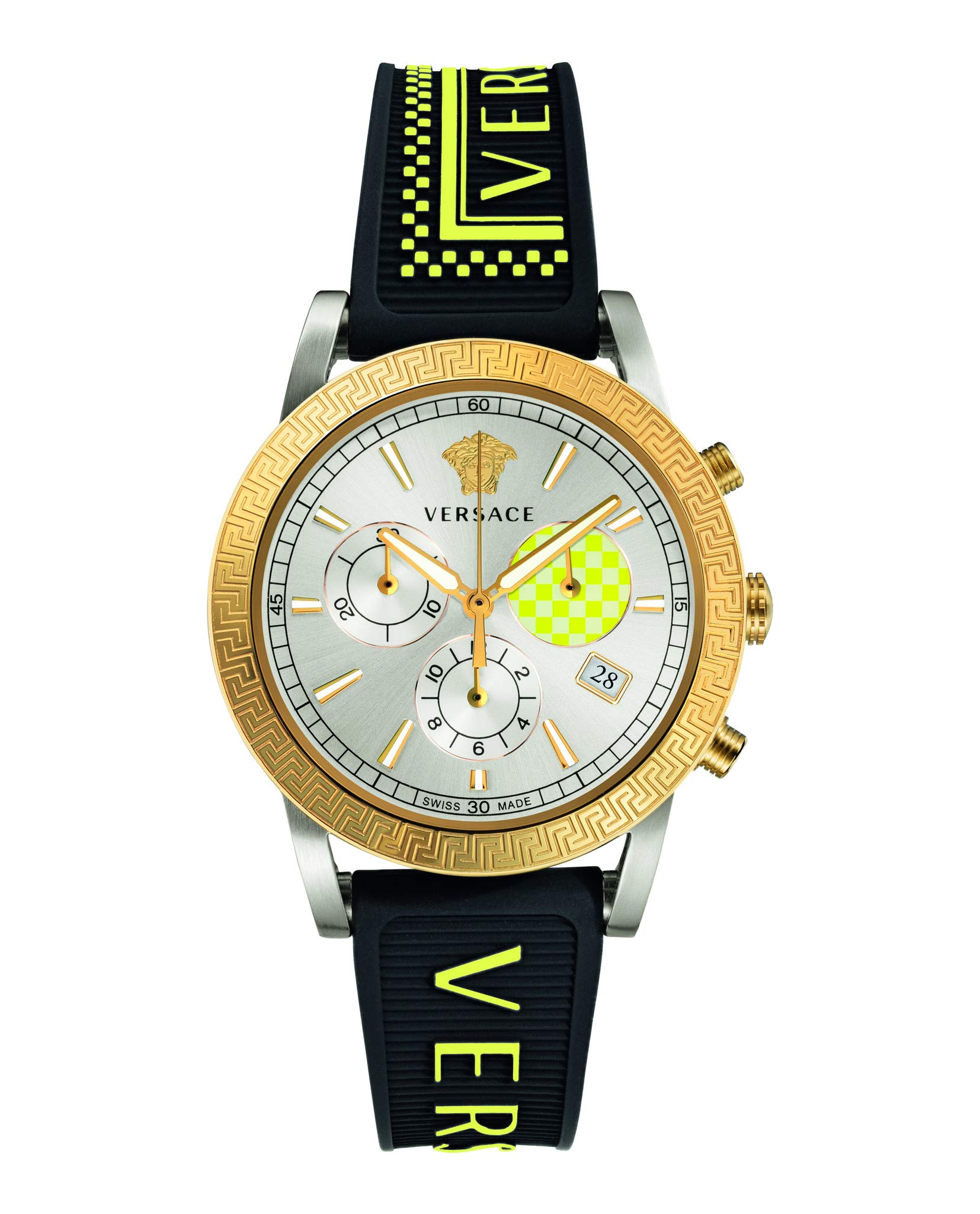 Versace Sport Tech VELT00519 Women's Watch Black Yellow Rubber Gold Silver  40 mm, Strap. : Amazon.co.uk: Fashion