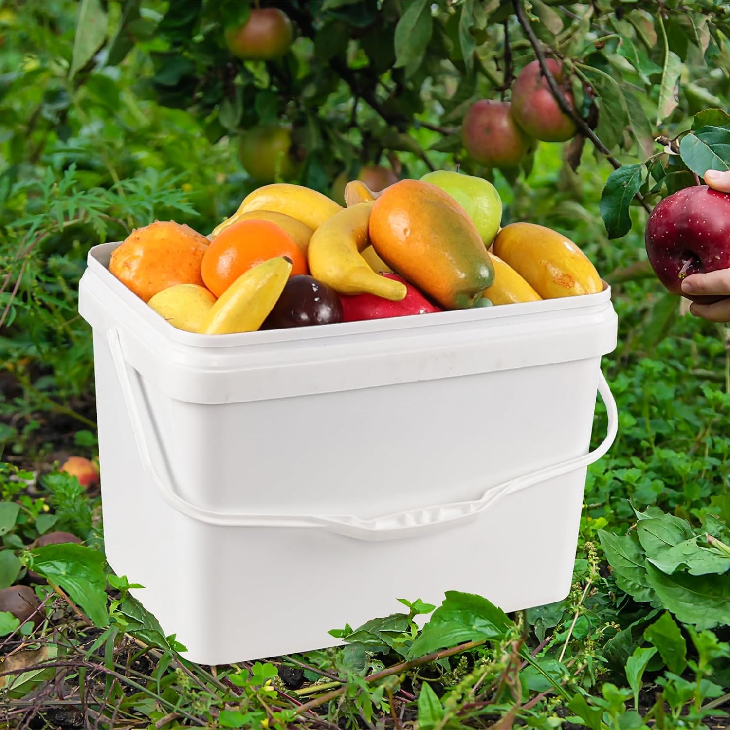 4 Pcs 5 Gallon Rectangle Bucket Pail with Handle, Food Storage Container Industrial Pail with Airtight Lid