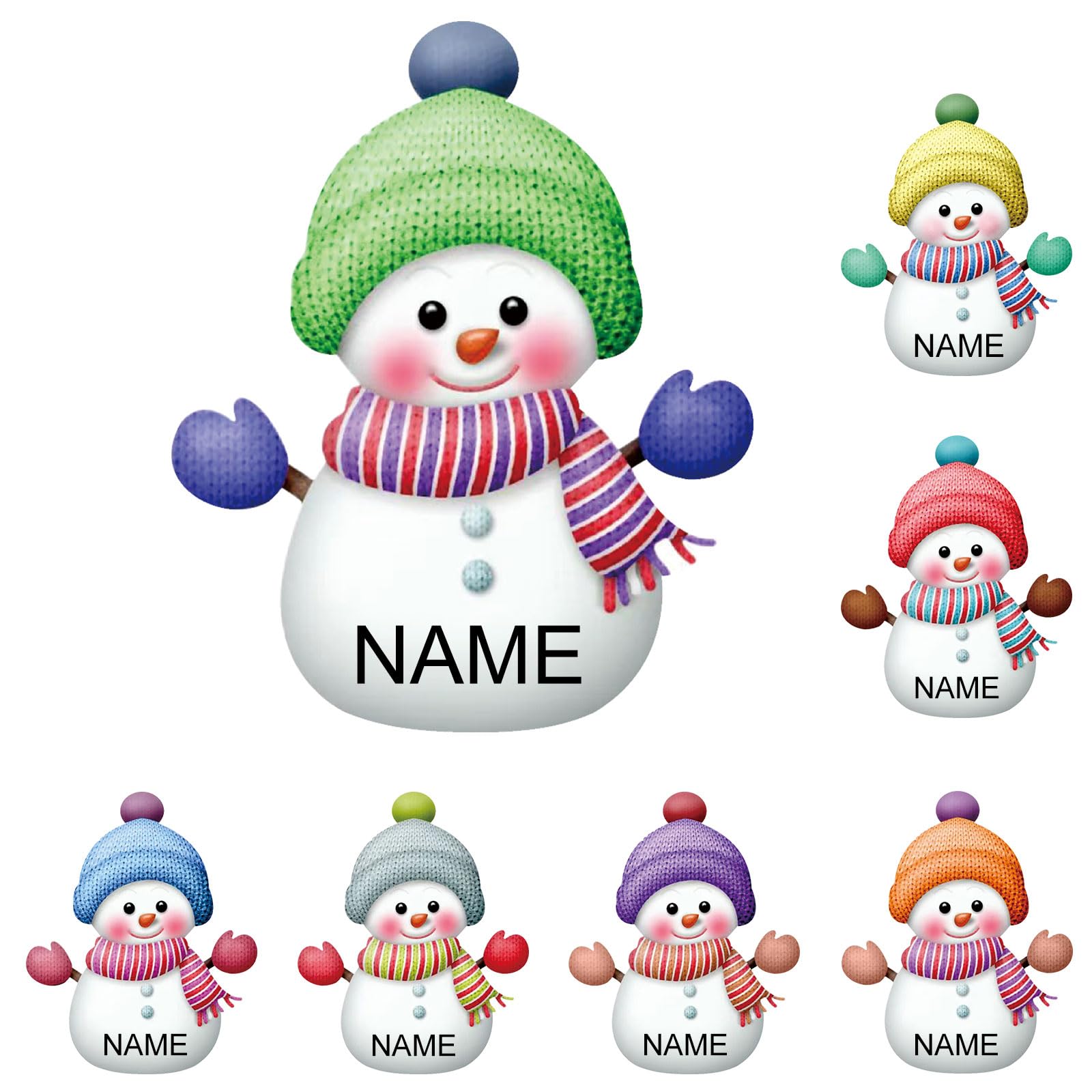 7 Piezas de Adornos de Navidad Personalizados con Nombre Personalizado, Adorno Familiar de muñeco de Nieve para Decoraciones de árbol de Navidad, Regalos Personalizados para niños, papá, mamá