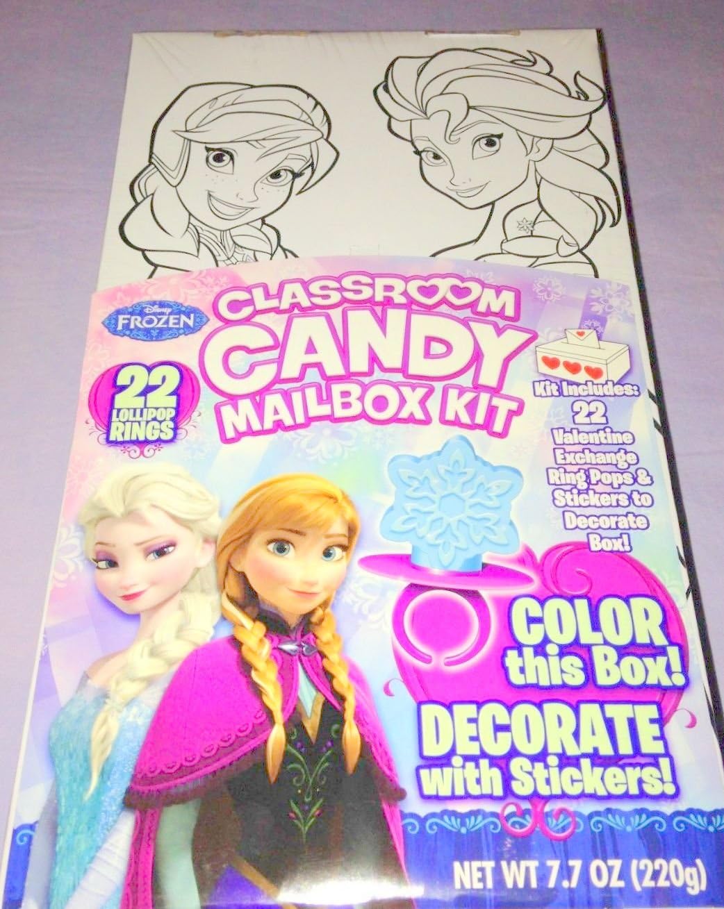 Disney Frozen Classroom Candy Mailbox Kit Featuring 22 Lollipop Rings