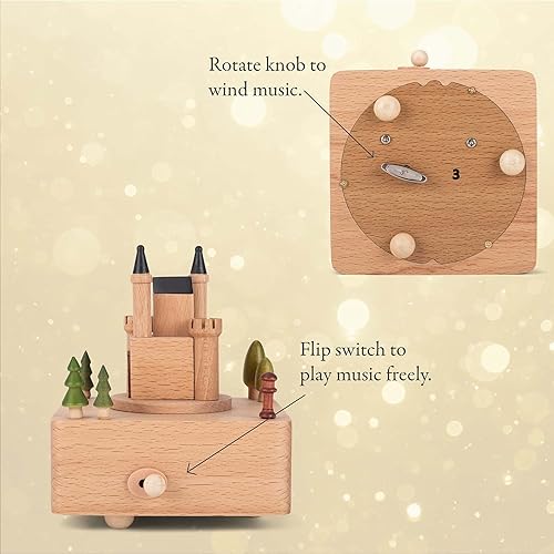 Miniatura 5 de Cottage Garden Castle Car - Figura musical de madera de haya, 6 pulgadas