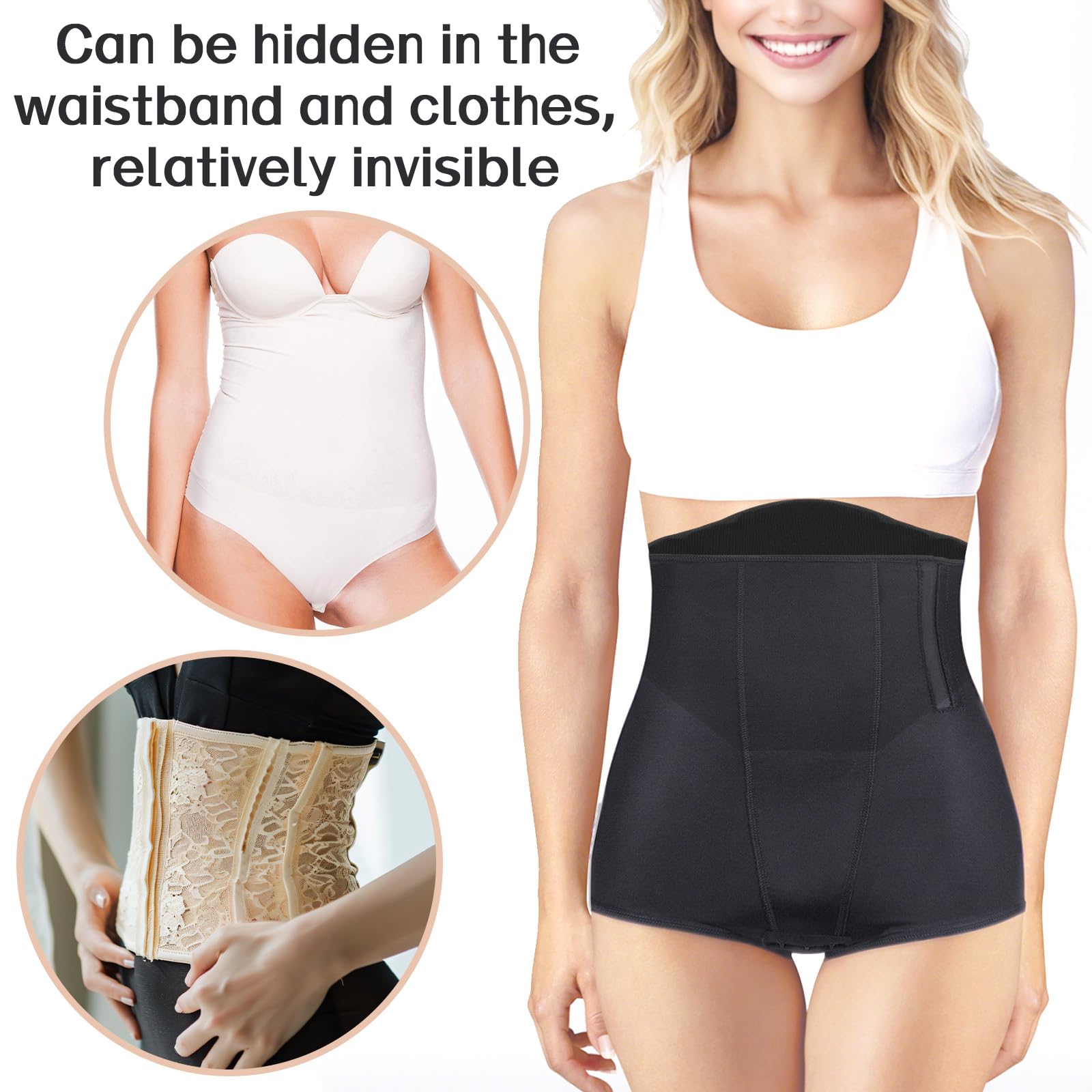 Lyreh 4pcs Ensemble de Planches de Compression Abdominale Latérale, Protections Latérales Mousse Lipo avec Planche Compression Abdominale Plate et Panneau Dorsal Lombaire(Noir)