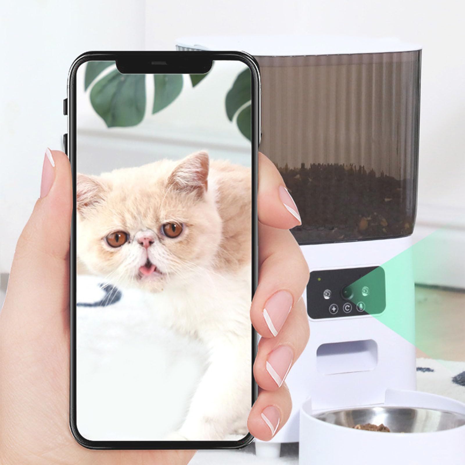 Comedero Automático para Mascotas, Comedero para Perros y Gatos de 5L, Dispensador de Comida para Mascotas, Cubierta Sellada de 360 ​​Grados, Fuente de Alimentación Dual (Cuenco