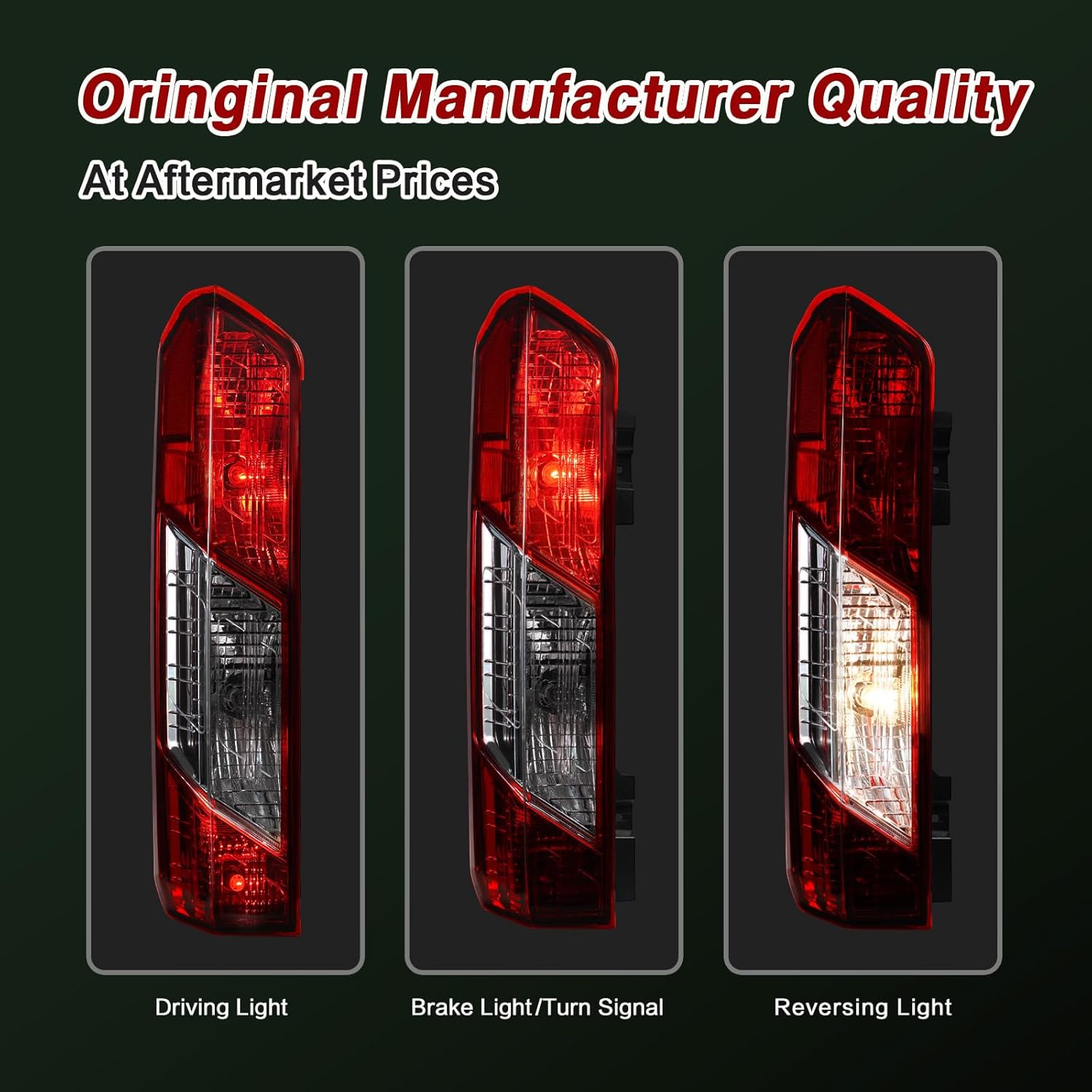 Tail Lights Compatible with 2015 2016 2017 Ford Transit Dual Rear Wheels With 3 Bulbs and Harness AssemblyOE:CK4Z-13405-J (Left Driver Side)