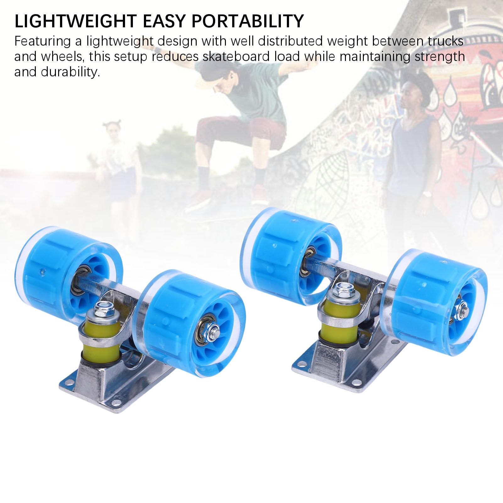 Fockety Juego de Ejes y Ruedas para Patineta Longboard (55 X 45 mm), Juego de Ruedas y Ejes de Aleación de Aluminio, Kit de Hardware Básico para Cruiser