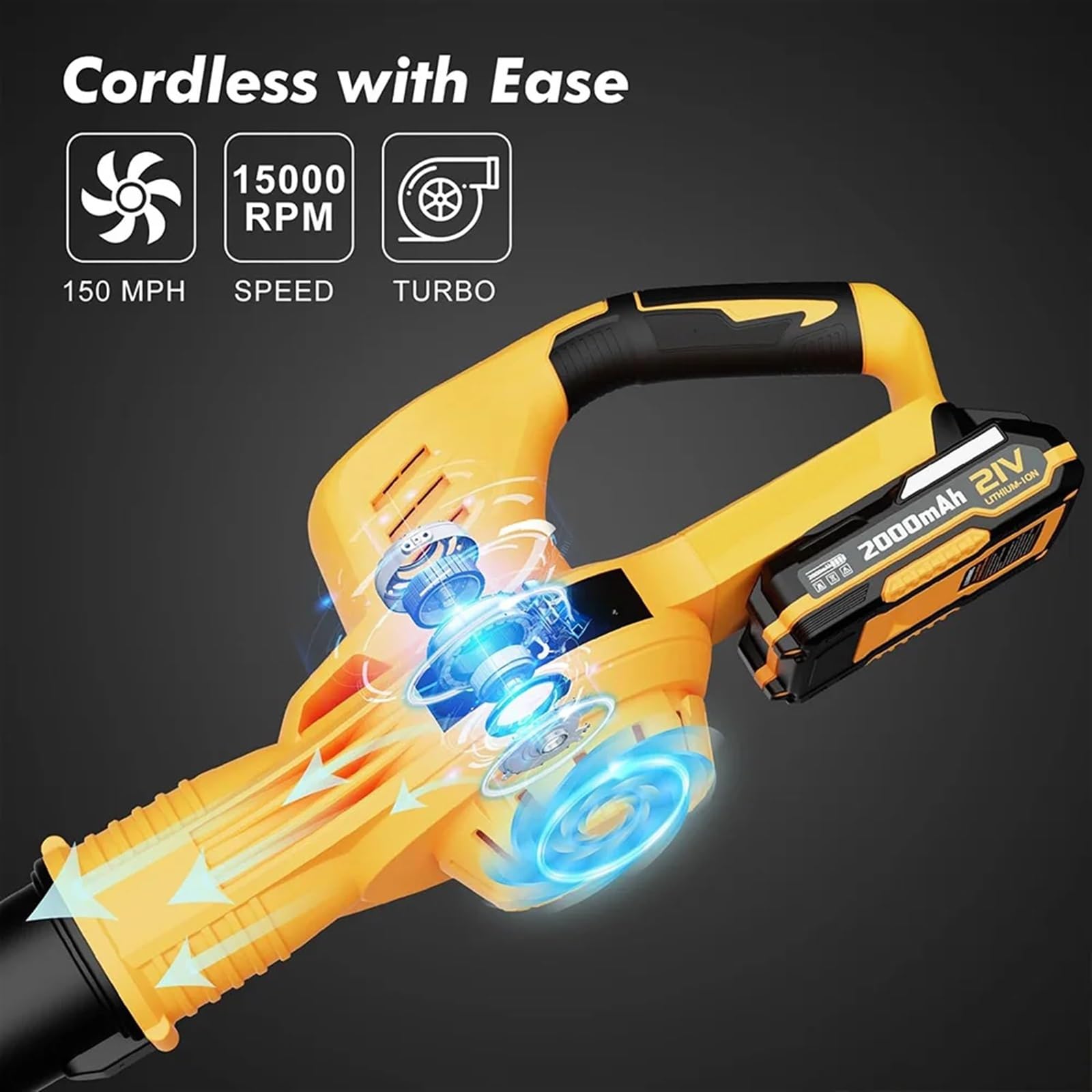 Aspirapolvere Elettrico Senza Fili Turbo soffiatore d'Aria da 3000 W for Giardino, aspiratore for Foglie, Raccoglitore di Polvere, utensile Elettrico