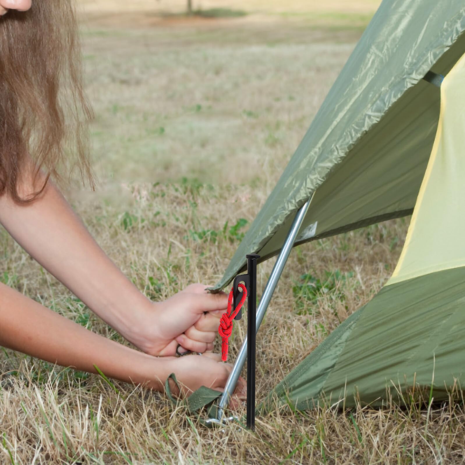 ifundom 6 Pezzi Picchetti da Campeggio Nero Picchetti Resistenti per Tende e Teli Outdoor Fissaggi Rapidi e Stabili Antivento per Sabbia e Terra per Escursionismo e Zaino in Spalla