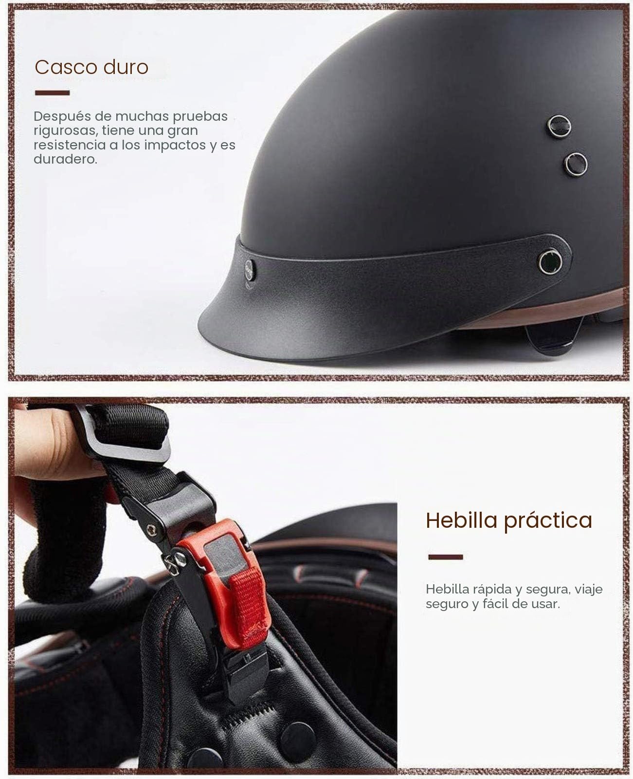 Casco de Moto Medio Abierto Estilo Retro Casco Moto Jet con Visera Casco de Motocicleta Casco Medio Certificado ECE Para Hombres Y Mujeres Adultos Half-Helme D,L