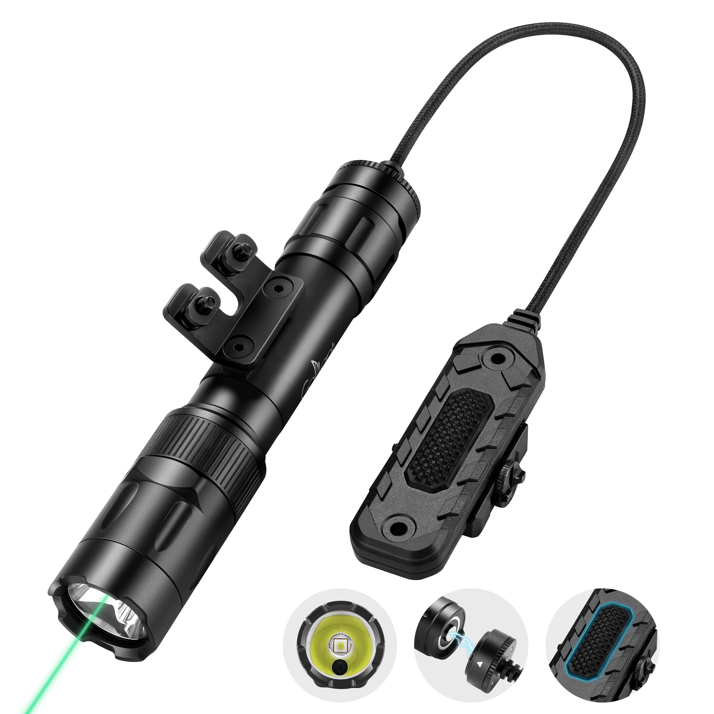 Sponsored Ad - 2500 Lumen Tactical Flashlight, Aluminum Alloy LED Weapon Light for Rifles, MLOK Laser Light for Rail Mount, Rifle Flashlight with Momentary Strobe Function, ar Flashlight with Remote Switch