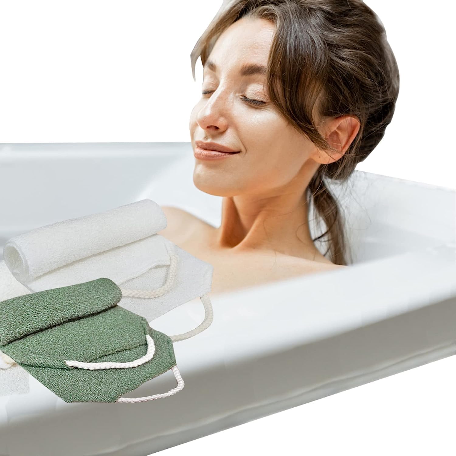 Evohyah Scrubber Back for Shower Extended Length Scrubber Towel Exfoliating Washcloth Body Scrub Sponge Shower Loofah with Handle for Women Men Deep